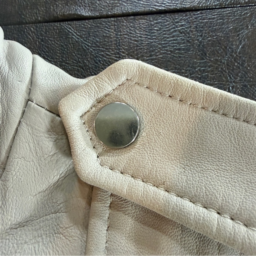 Walter Baker Cream Leather Moto Jacket Sz M - Picture 10 of 13
